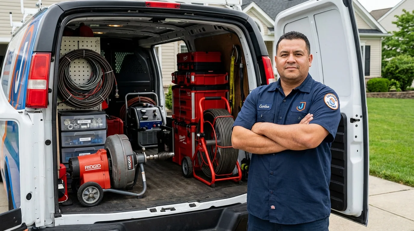 Professional drain cleaning equipment and Johns Plumbing LLC plumber in Spencerville
