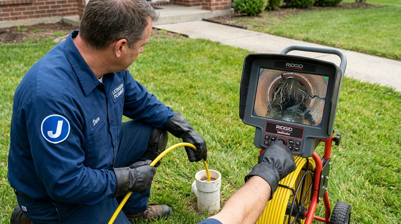 Sewer camera inspection being performed by Johns Plumbing LLC in Spencerville